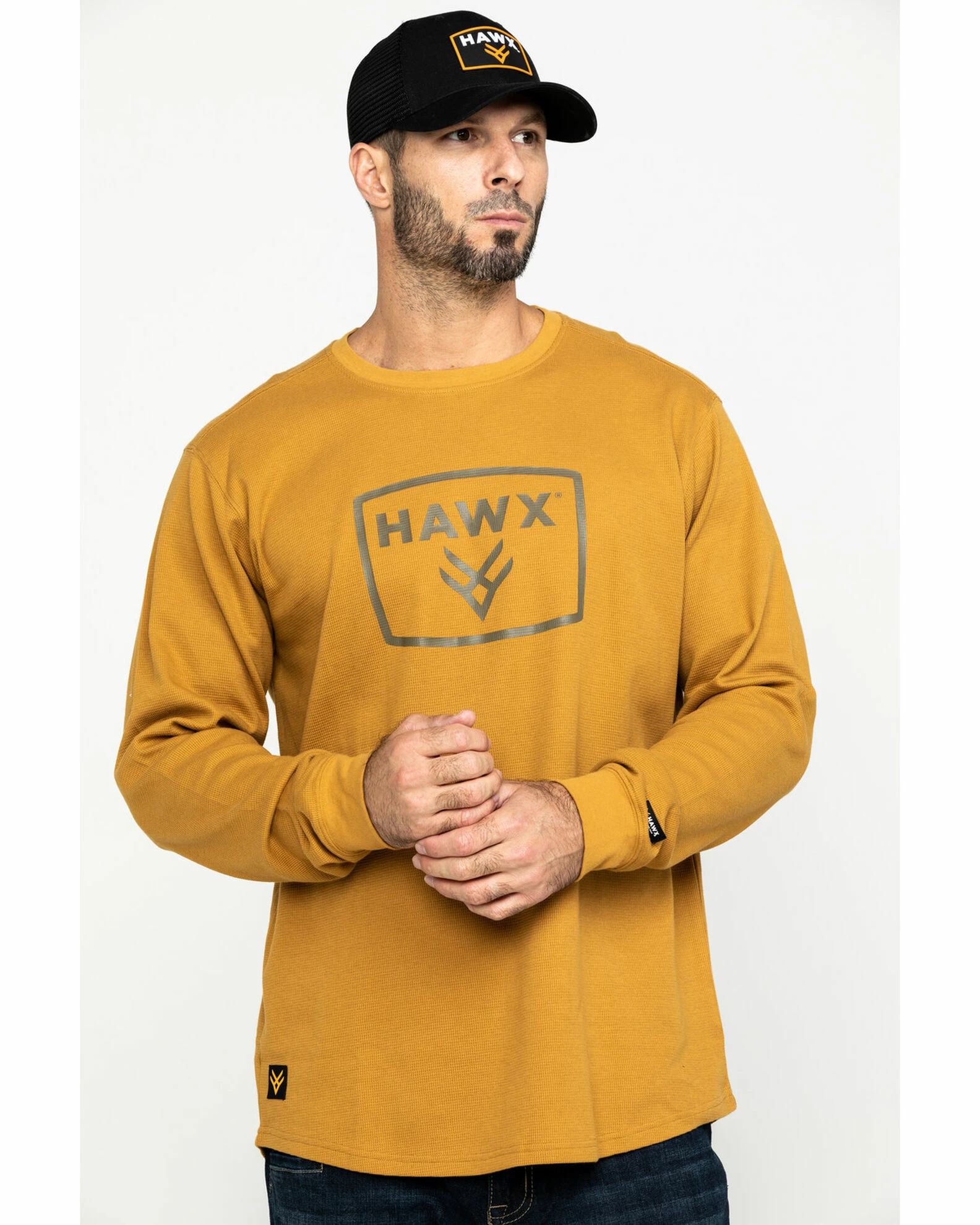 Hawx Men's Brown Box Logo Graphic Thermal Long Sleeve Work Shirt 3 Hawx Men's Brown Box Logo Graphic Thermal Long Sleeve Work Shirt