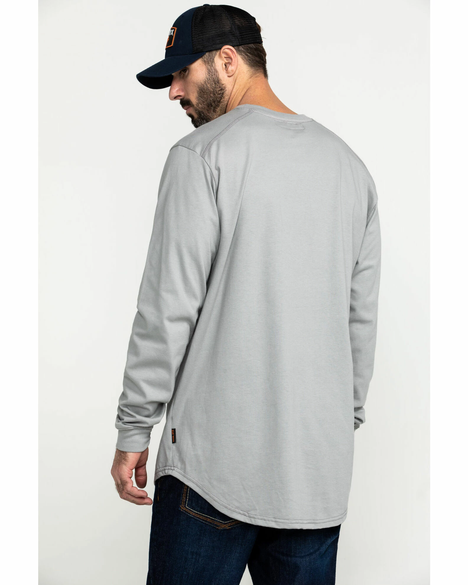 Hawx Men's Grey FR Pocket Long Sleeve Work T-Shirt Silver 4 Hawx Men's Grey FR Pocket Long Sleeve Work T-Shirt Silver - Image 2