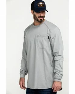 Hawx Men's Grey FR Pocket Long Sleeve Work T-Shirt - Tall  -Hawx Shop 2000284566 040 P3