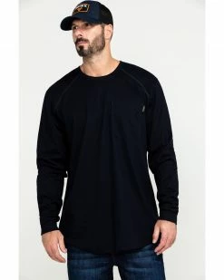 Hawx Men's Navy FR Pocket Long Sleeve Work T-Shirt 