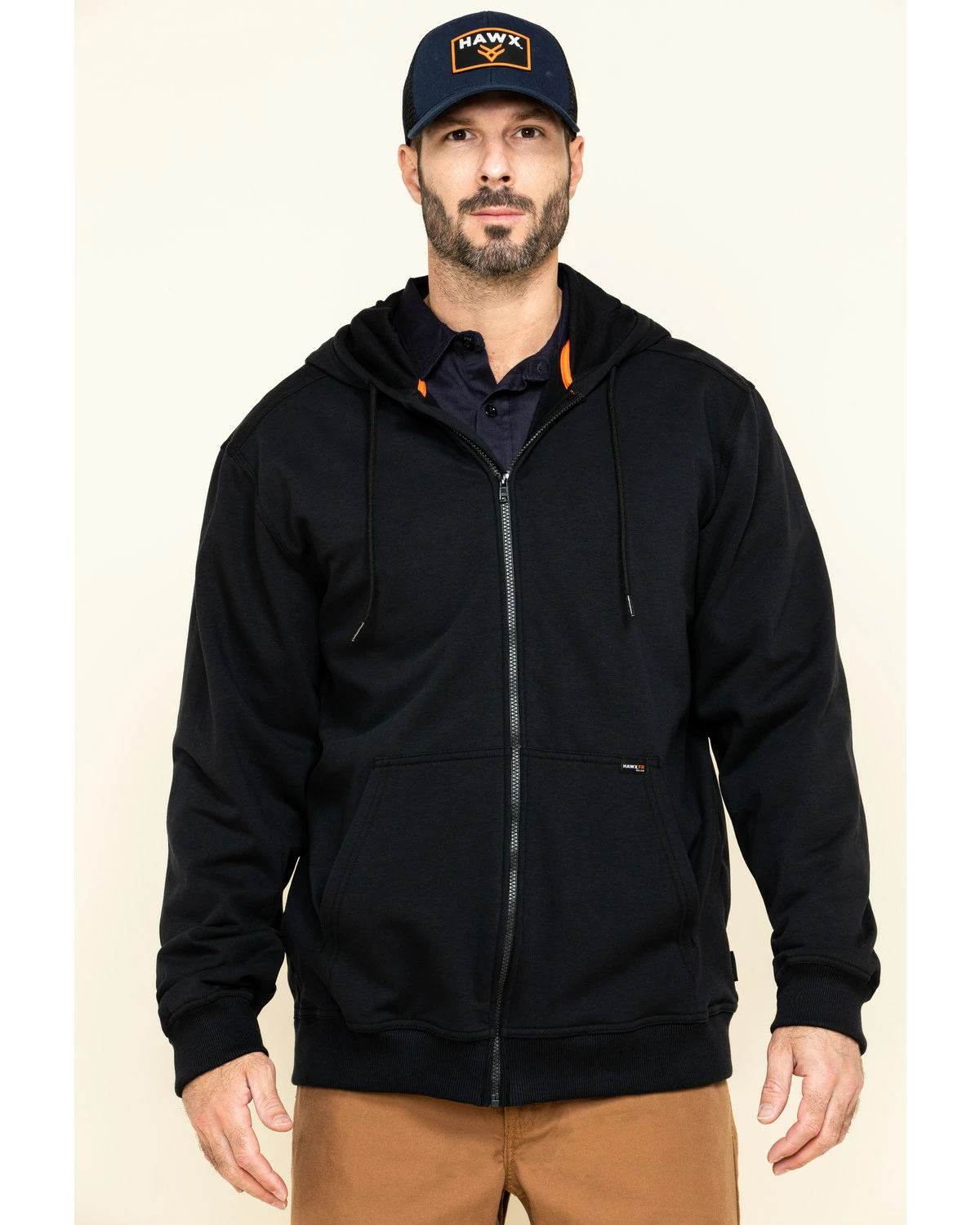 Hawx Men's FR Zip Up Fleece Work Hoodie - Tall Navy 10 Hawx Men's FR Zip Up Fleece Work Hoodie - Tall Navy - Image 8