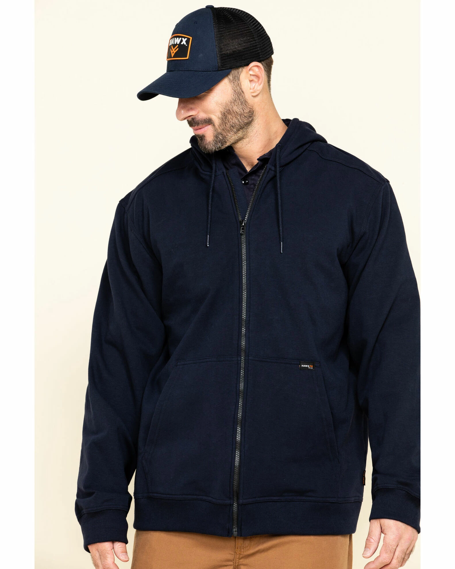 Hawx Men's FR Zip Up Fleece Work Hoodie - Tall Navy 3 Hawx Men's FR Zip Up Fleece Work Hoodie - Tall Navy