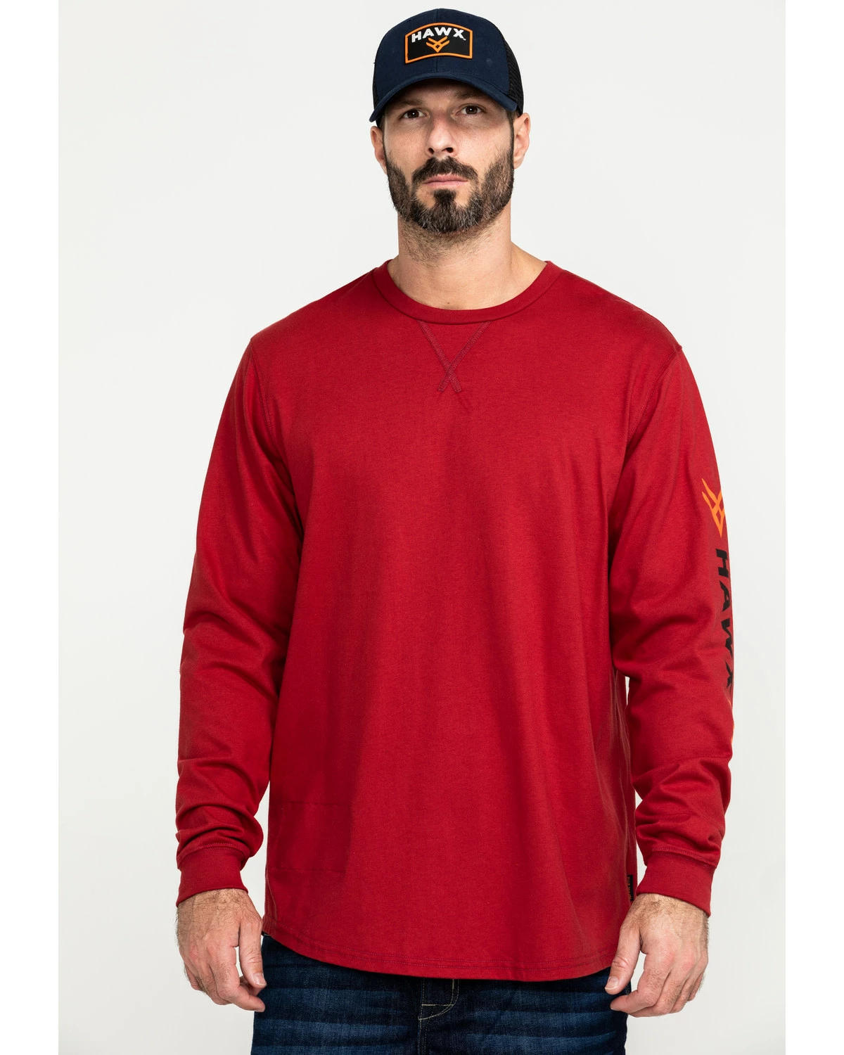 Hawx Men's Flame Resistant Logo Long Sleeve Work T-Shirt Red 10 Hawx Men's Flame Resistant Logo Long Sleeve Work T-Shirt Red - Image 8