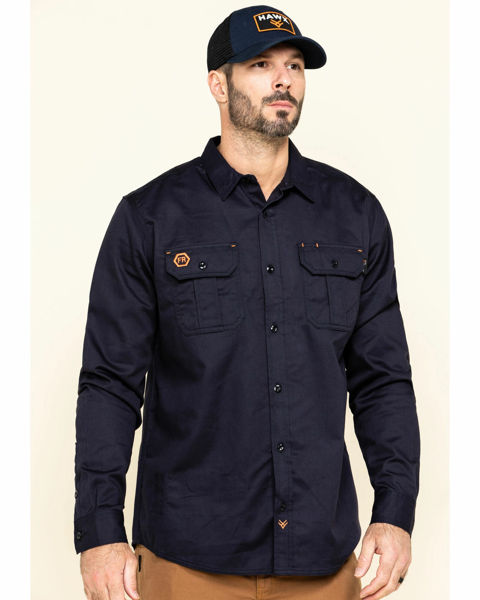 Hawx Men's Navy FR Long Sleeve Woven Work Shirt - Tall 3 Hawx Men's Navy FR Long Sleeve Woven Work Shirt - Tall