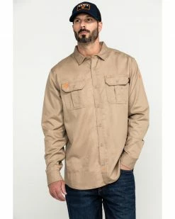 Hawx Men's Khaki FR Long Sleeve Woven Work Shirt  Beige/khaki