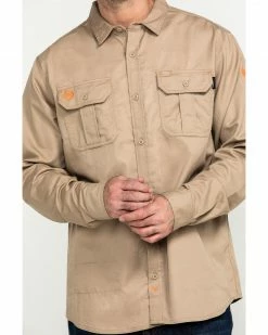 Hawx Men's Khaki FR Long Sleeve Woven Work Shirt - Tall  Beige/khaki -Hawx Shop 2000284659 250 P4