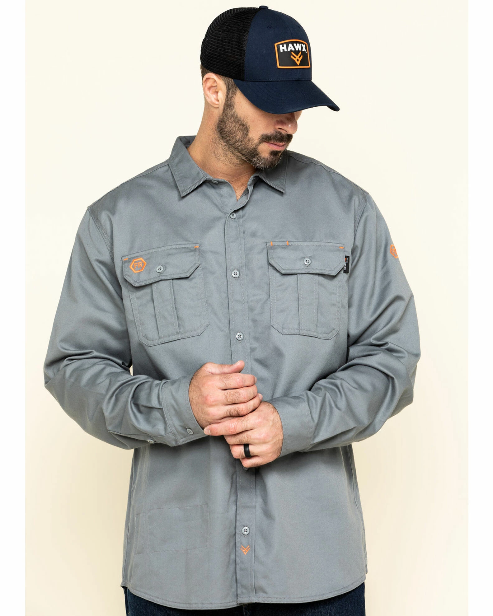 Hawx Men's Grey FR Long Sleeve Woven Work Shirt 3 Hawx Men's Grey FR Long Sleeve Woven Work Shirt