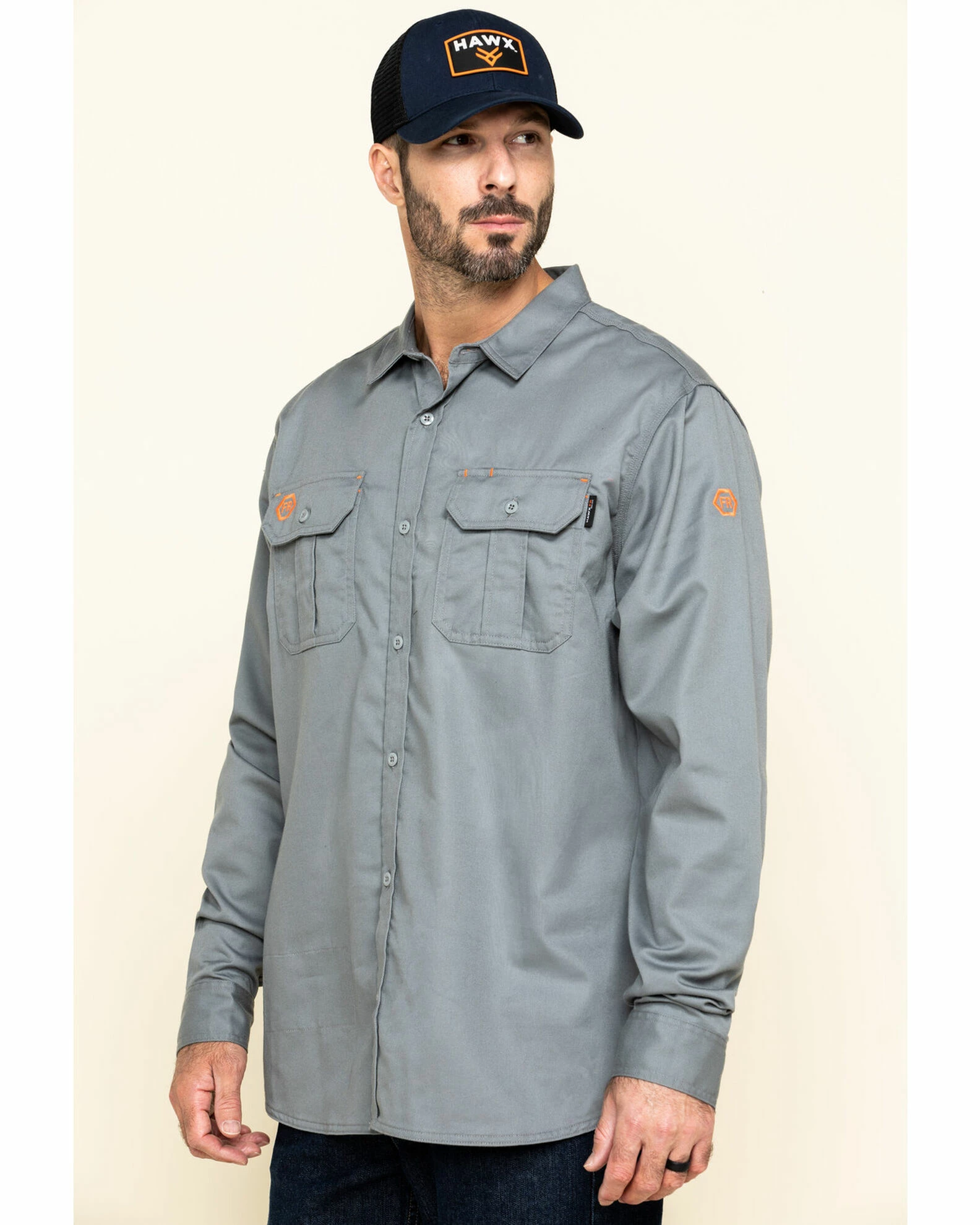 Hawx Men's Grey FR Long Sleeve Woven Work Shirt 5 Hawx Men's Grey FR Long Sleeve Woven Work Shirt - Image 3