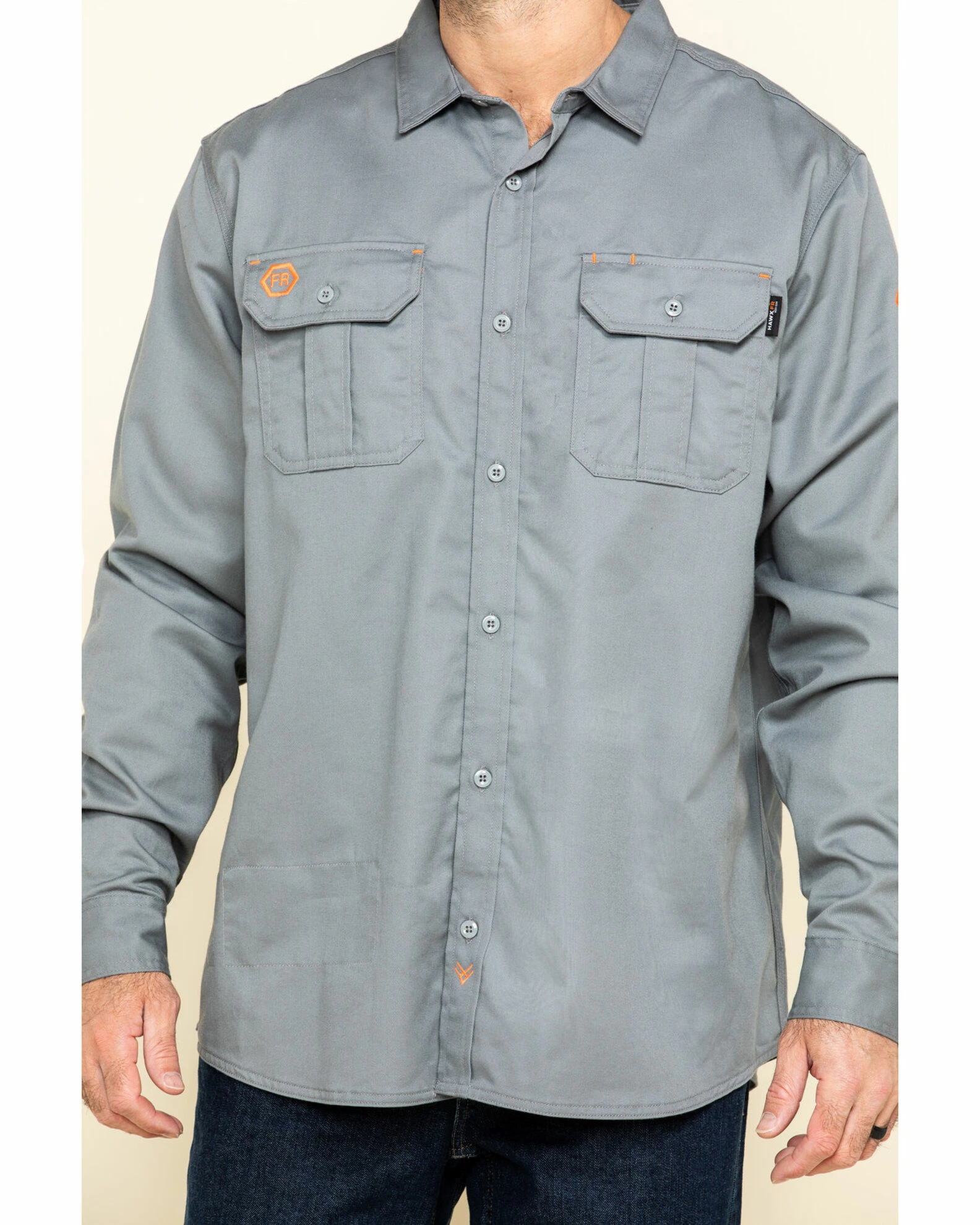 Hawx Men's Grey FR Long Sleeve Woven Work Shirt 6 Hawx Men's Grey FR Long Sleeve Woven Work Shirt - Image 4