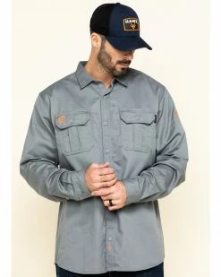 Hawx Men's Solid Grey FR Long Sleeve Woven Work Shirt - 5X Big  Silver -Hawx Shop 2000284662 040 P1 1