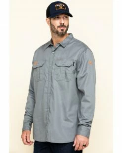 Hawx Men's Solid Grey FR Long Sleeve Woven Work Shirt - 5X Big  Silver -Hawx Shop 2000284662 040 P3