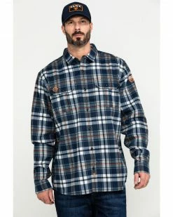 Hawx Men's FR Plaid Long Sleeve Woven Work Shirt - Tall  Blue