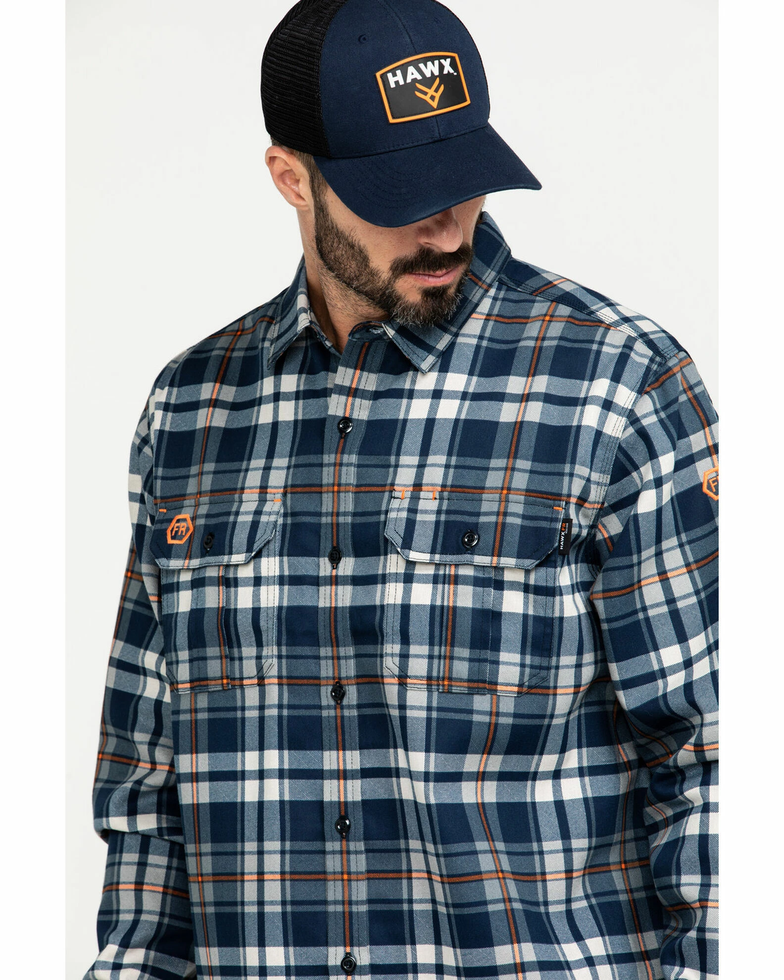 Hawx Men's FR Plaid Long Sleeve Woven Work Shirt - Tall Blue 7 Hawx Men's FR Plaid Long Sleeve Woven Work Shirt - Tall Blue - Image 5