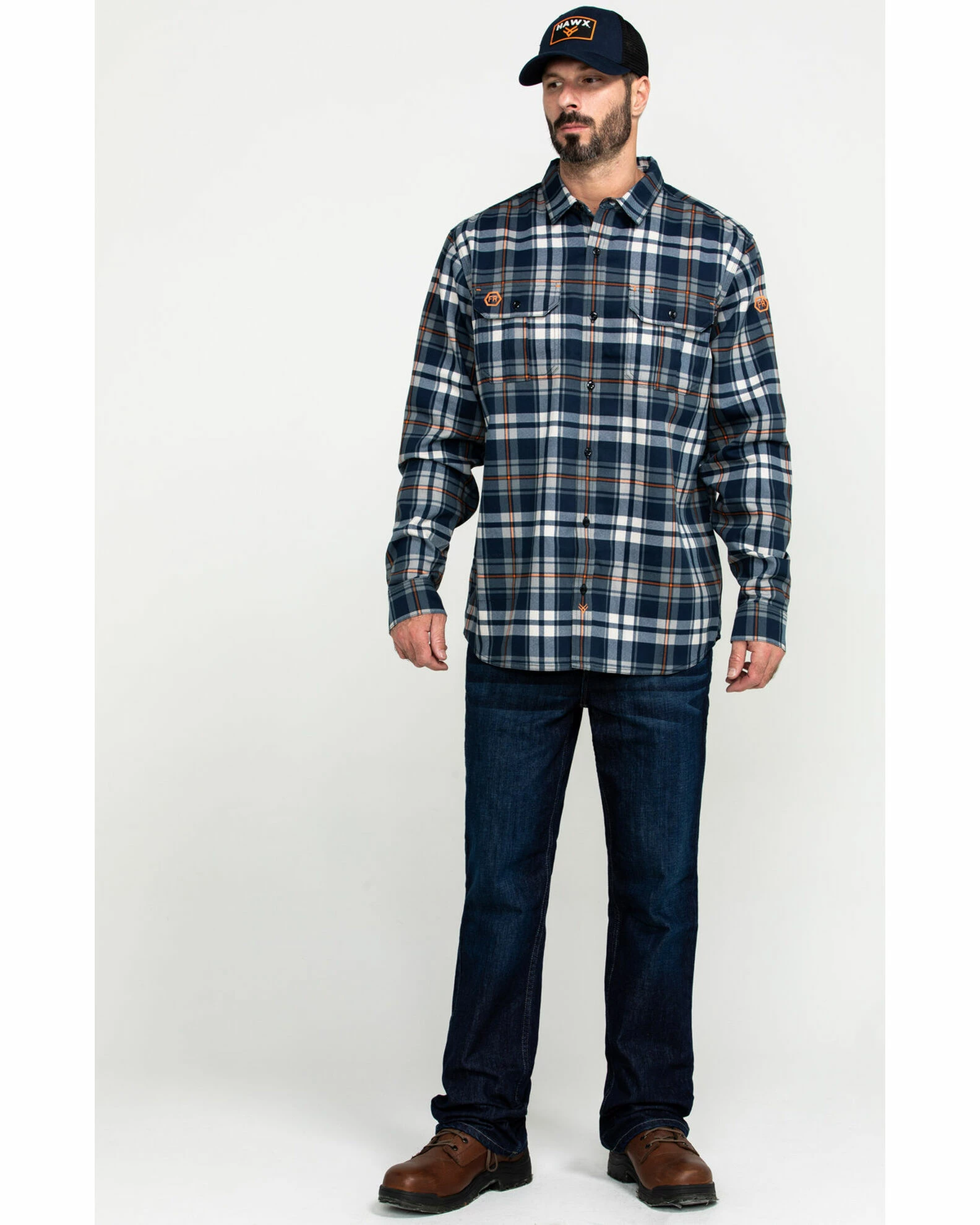 Hawx Men's FR Plaid Long Sleeve Woven Work Shirt - Tall Blue 8 Hawx Men's FR Plaid Long Sleeve Woven Work Shirt - Tall Blue - Image 6