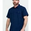 Hawx Men's Navy Solid Yarn Dye Two Pocket Short Sleeve Work Shirt - Tall  -Hawx Shop 2000285084 410 P1