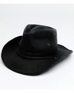 Hawx Men's Black Outback Weathered Cotton Sun Work Hat