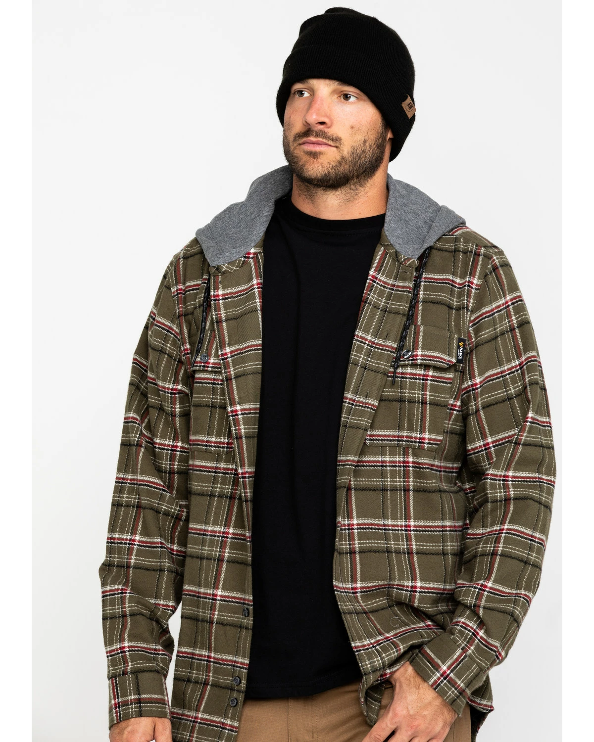 Hawx Men's Olive Mission Plaid Hooded Long Sleeve Work Shirt Jacket 9 Hawx Men's Olive Mission Plaid Hooded Long Sleeve Work Shirt Jacket - Image 7
