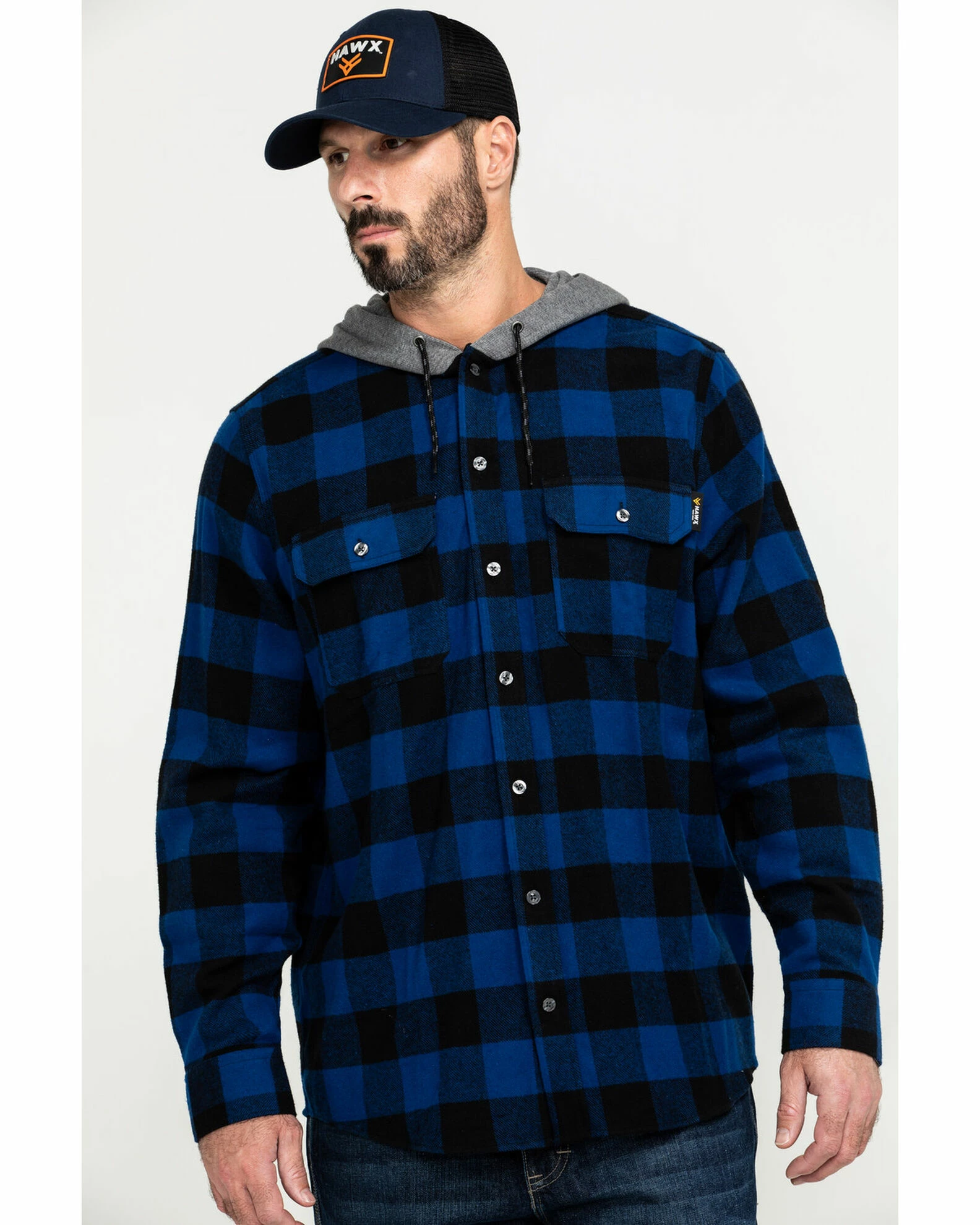 Hawx Men's Monteta Plaid Hooded Long Sleeve Shirt Work Jacket Blue 3 Hawx Men's Monteta Plaid Hooded Long Sleeve Shirt Work Jacket Blue