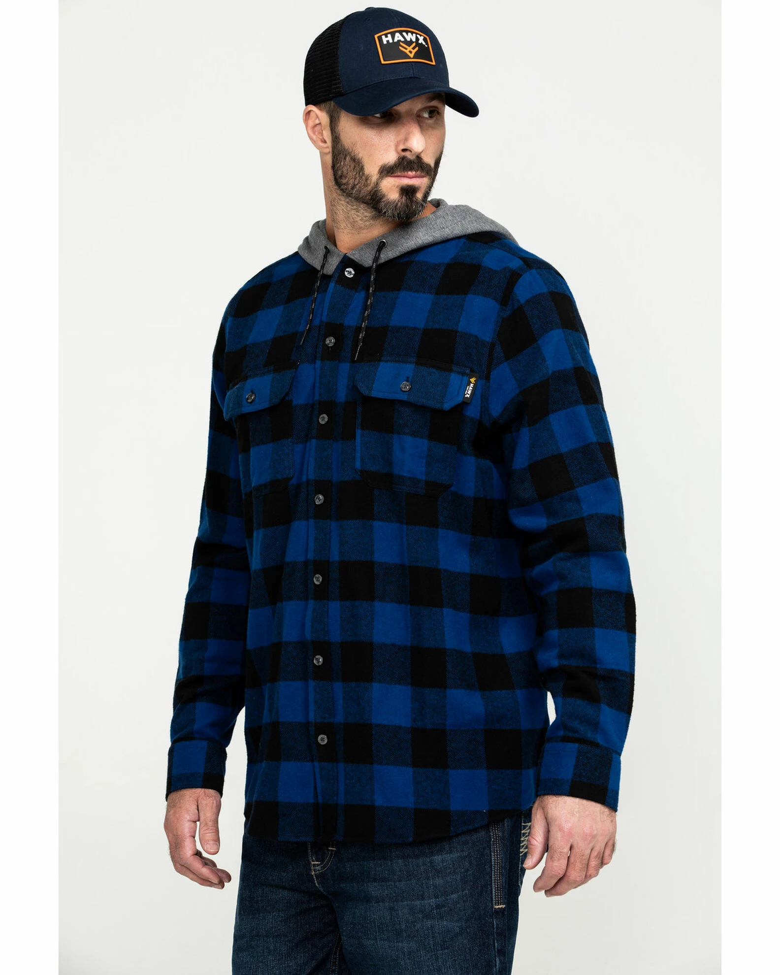 Hawx Men's Monteta Plaid Hooded Long Sleeve Shirt Work Jacket Blue 5 Hawx Men's Monteta Plaid Hooded Long Sleeve Shirt Work Jacket Blue - Image 3