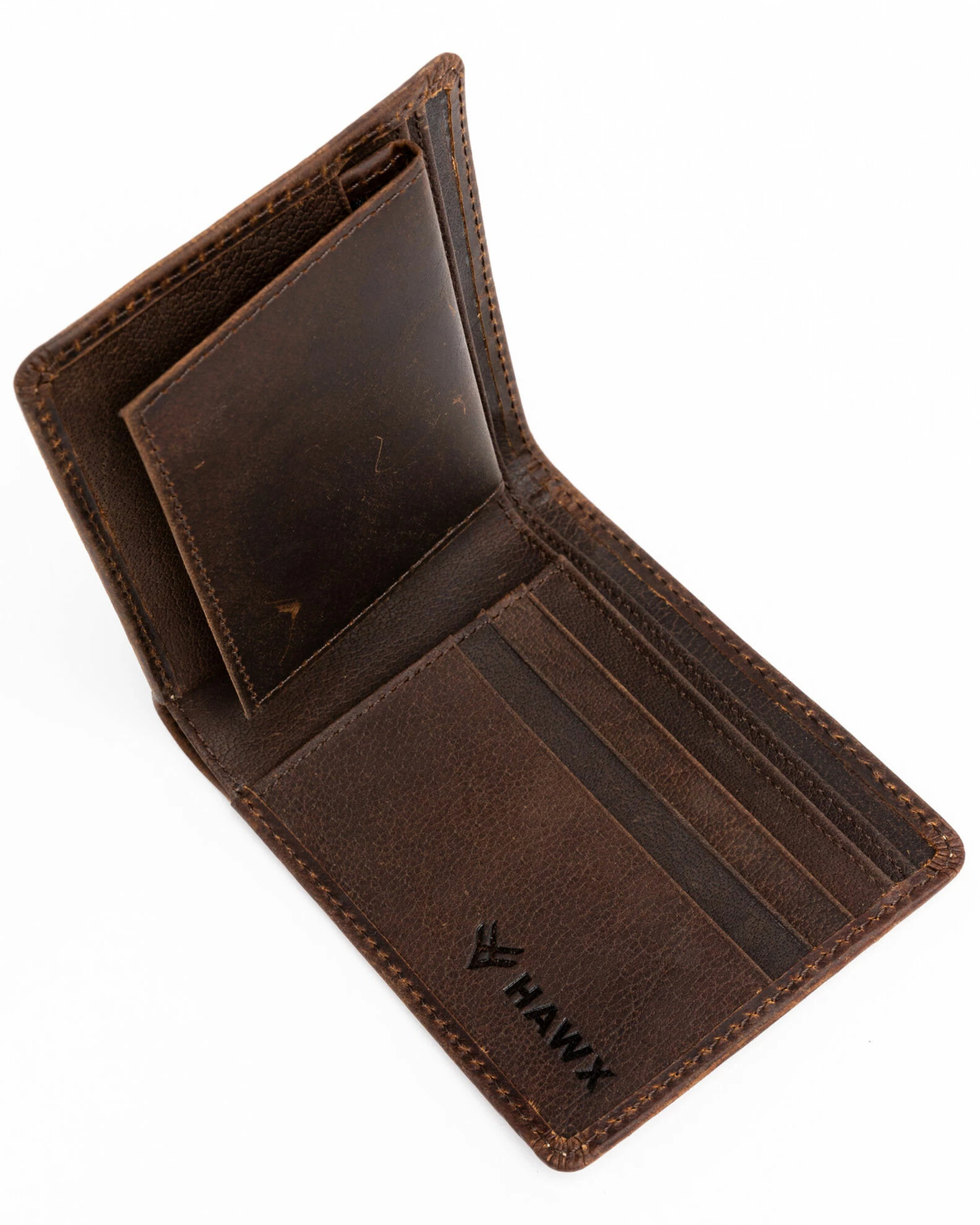 Hawx Men's Bifold Horizontal Wallet Brown 5 Hawx Men's Bifold Horizontal Wallet Brown - Image 3