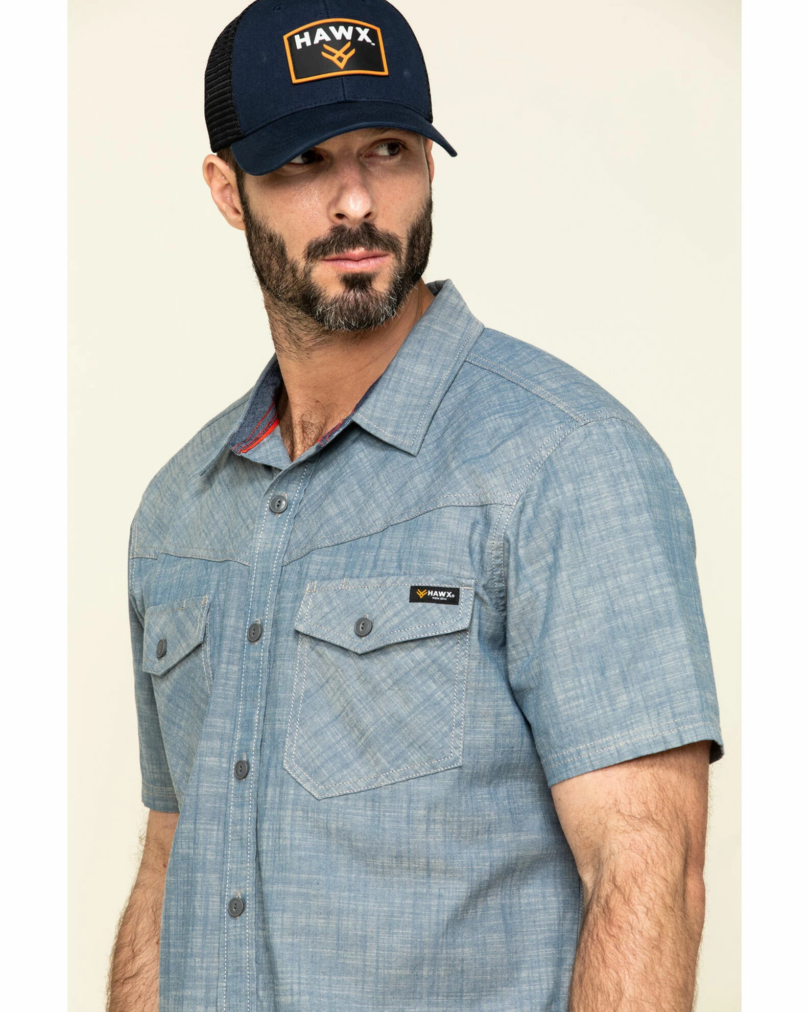 Hawx Men's Rancho Chambray Solid Short Sleeve Work Shirt Blue 6 Hawx Men's Rancho Chambray Solid Short Sleeve Work Shirt Blue - Image 4