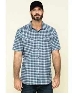 Hawx Men's Skyhawk Indigo Plaid Short Sleeve Work Shirt - Tall  -Hawx Shop 2000297043 402 P1 1