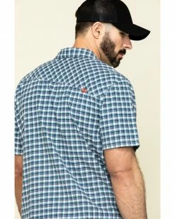 Hawx Men's Skyhawk Indigo Plaid Short Sleeve Work Shirt - Tall  -Hawx Shop 2000297043 402 P5