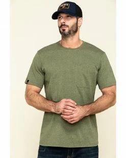 Hawx Men's Olive Solid Pocket Short Sleeve Work T-ShirtÂ