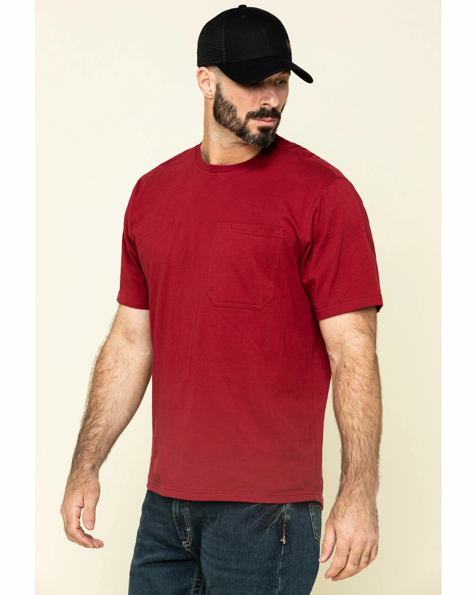 Hawx Men's Red Solid Pocket Short Sleeve Work T-Shirt 5 Hawx Men's Red Solid Pocket Short Sleeve Work T-Shirt - Image 3