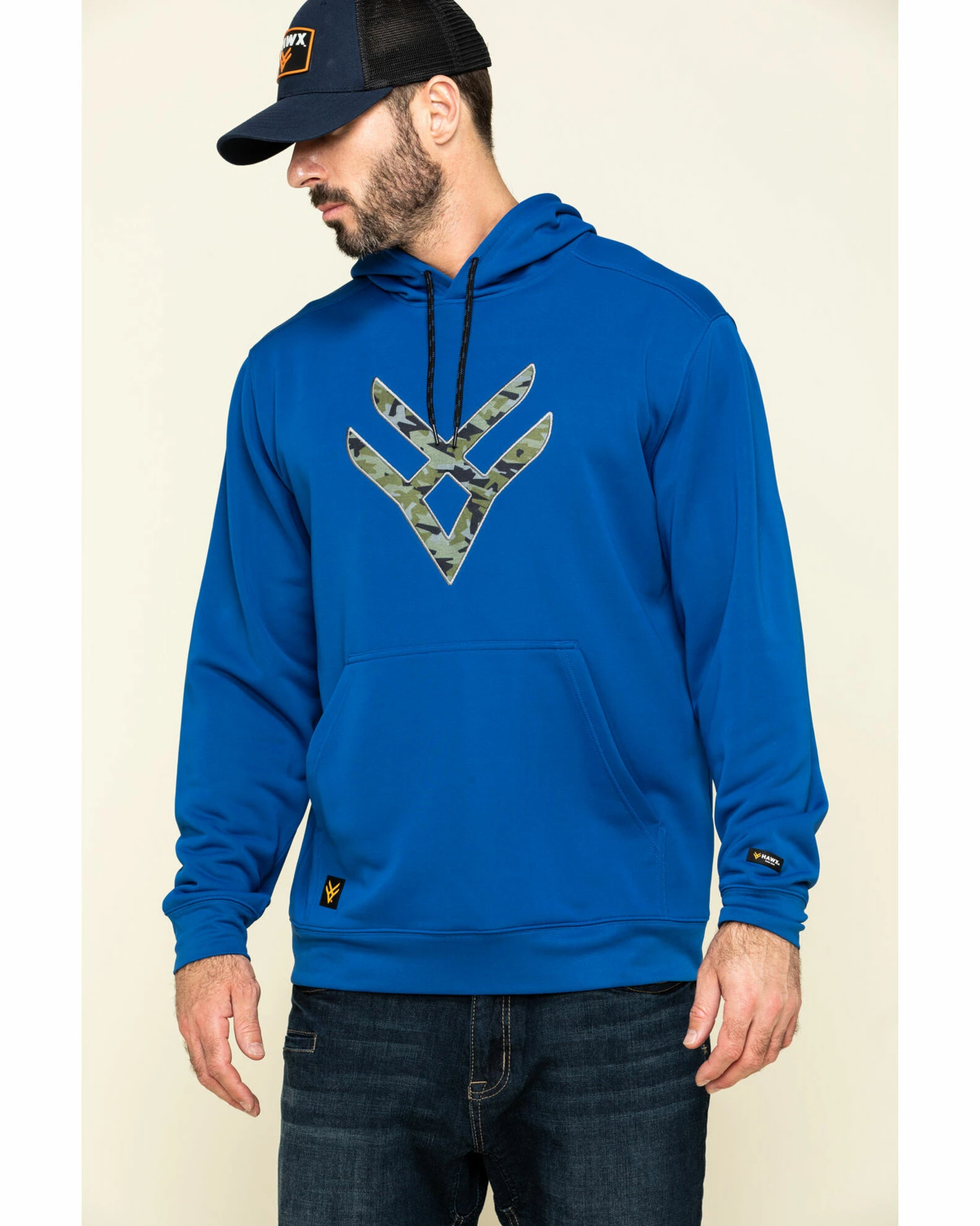 Hawx Men's Tech Logo Hooded Work Sweatshirt Blue 3 Hawx Men's Tech Logo Hooded Work Sweatshirt Blue