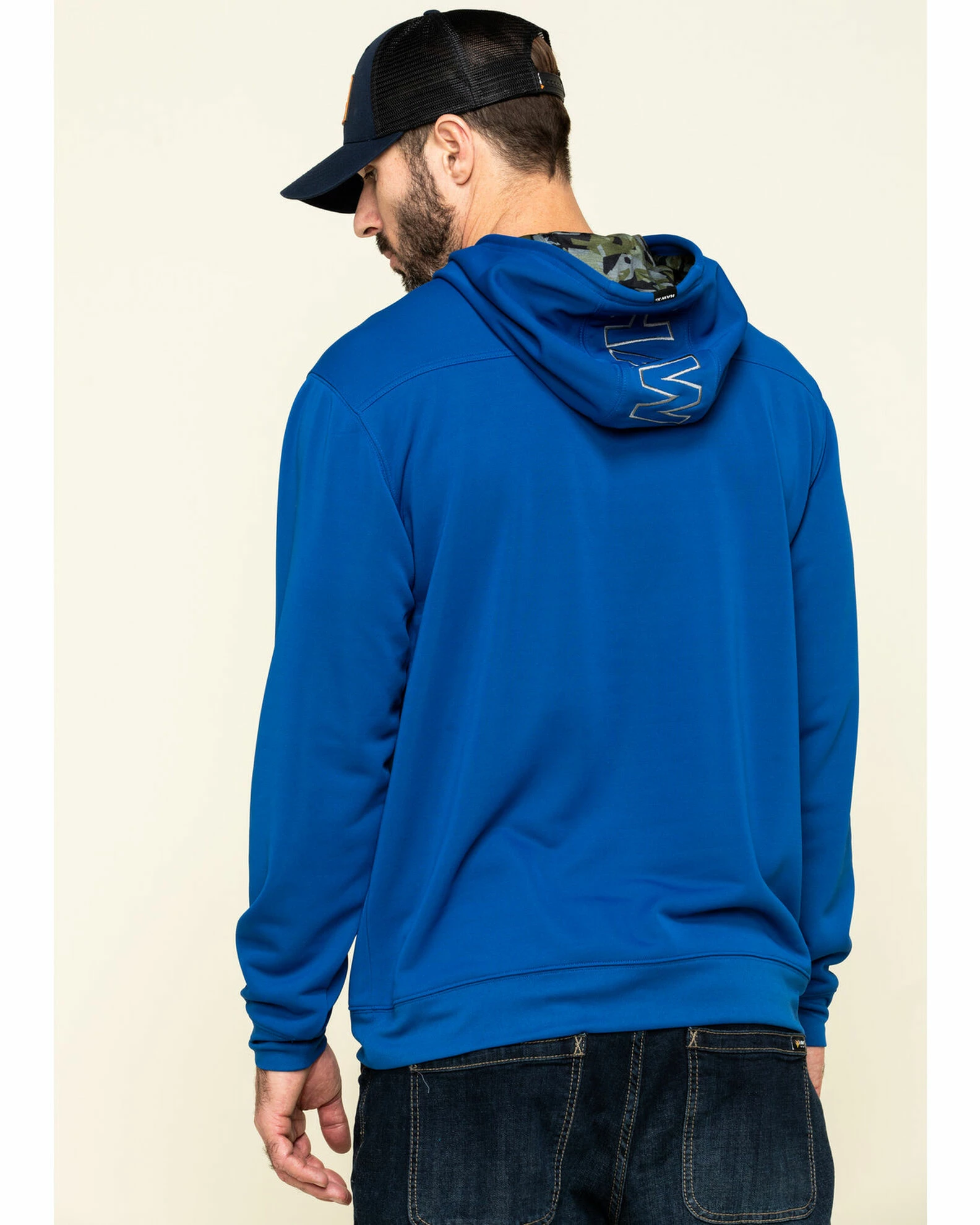 Hawx Men's Tech Logo Hooded Work Sweatshirt Blue 4 Hawx Men's Tech Logo Hooded Work Sweatshirt Blue - Image 2