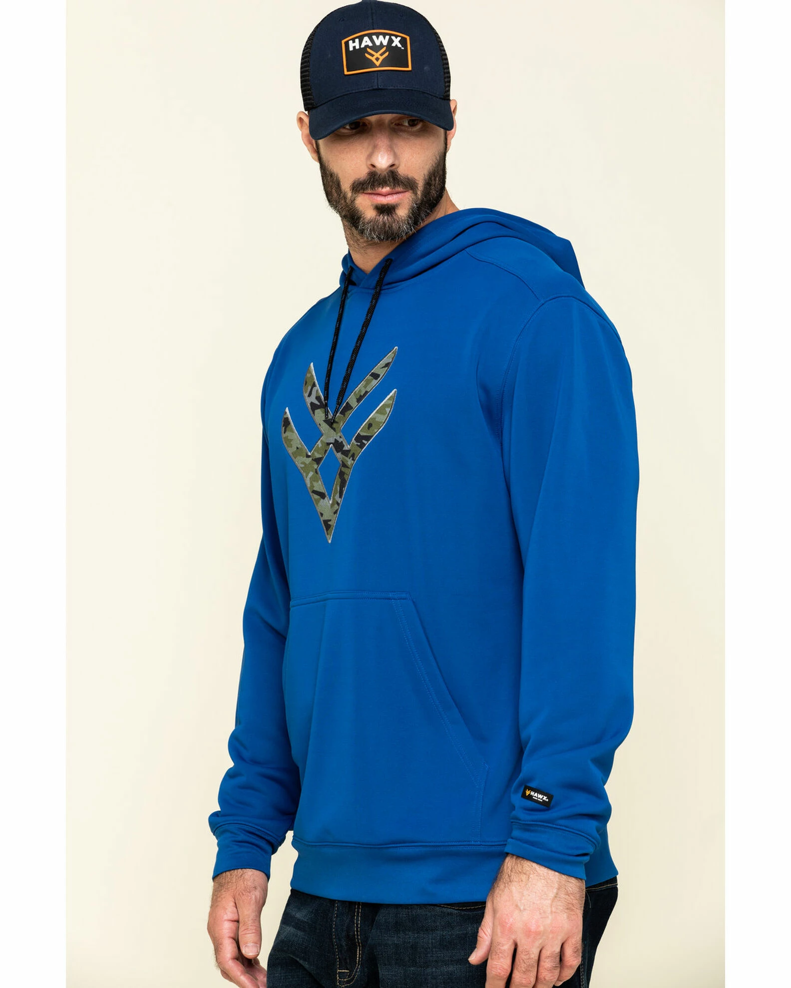 Hawx Men's Tech Logo Hooded Work Sweatshirt Blue 5 Hawx Men's Tech Logo Hooded Work Sweatshirt Blue - Image 3