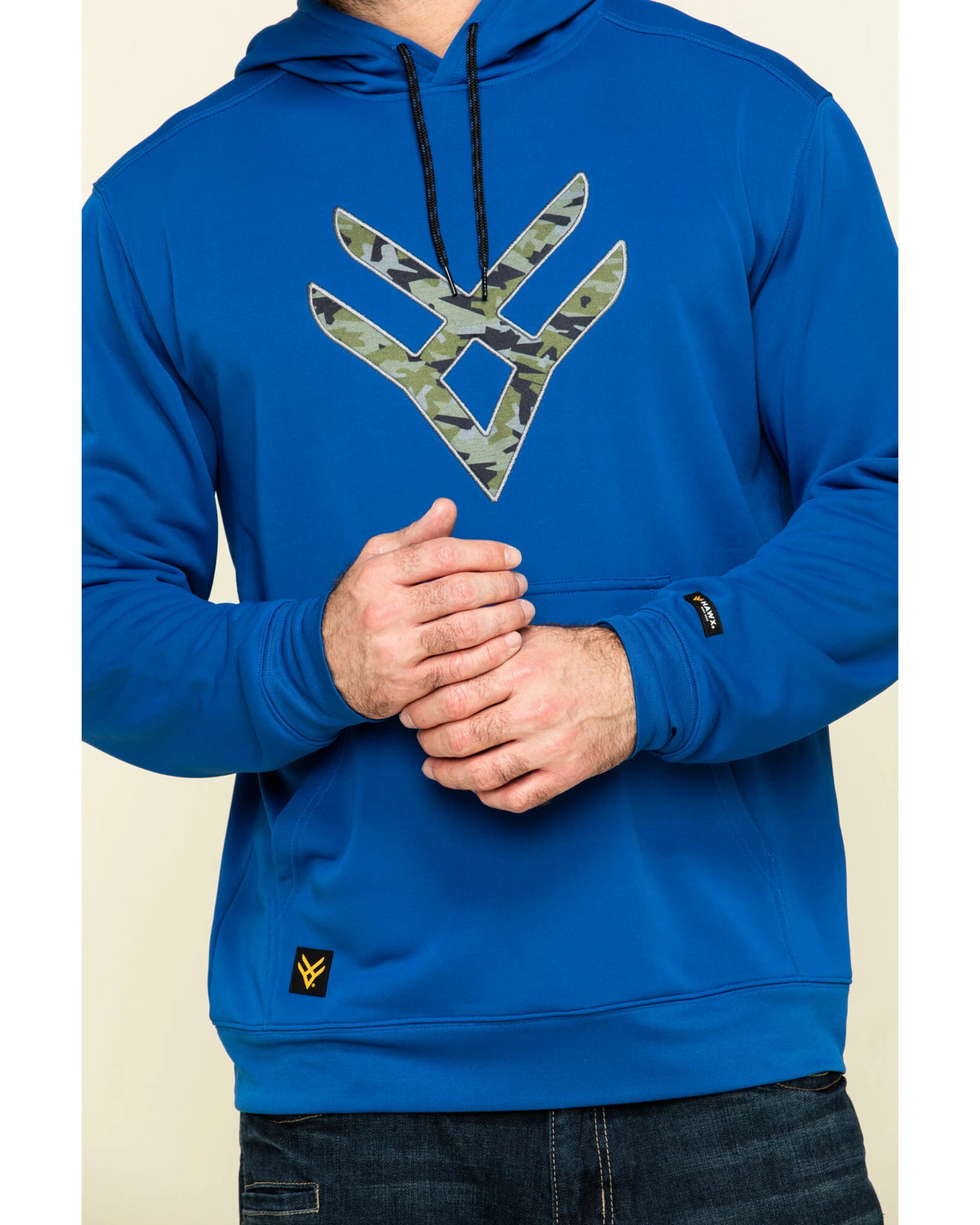 Hawx Men's Tech Logo Hooded Work Sweatshirt Blue 6 Hawx Men's Tech Logo Hooded Work Sweatshirt Blue - Image 4