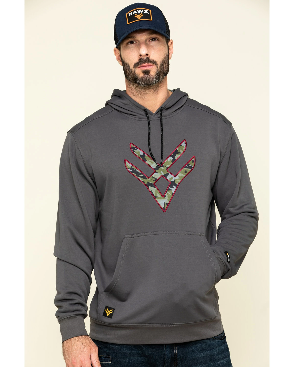 Hawx Men's Grey Tech Logo Hooded Work Sweatshirt - Tall Dark Grey 9 Hawx Men's Grey Tech Logo Hooded Work Sweatshirt - Tall Dark Grey - Image 7
