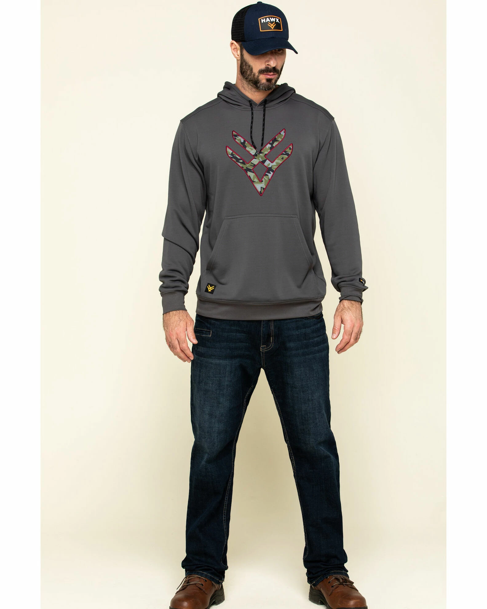 Hawx Men's Grey Tech Logo Hooded Work Sweatshirt - Tall Dark Grey 8 Hawx Men's Grey Tech Logo Hooded Work Sweatshirt - Tall Dark Grey - Image 6