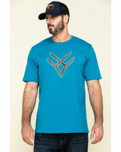 Hawx Men's Teal Fractal Camo Logo Graphic Work T-Shirt 15 Hawx Men's Teal Fractal Camo Logo Graphic Work T-Shirt -Hawx Shop 2000297062 442 P1 1