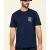 Hawx Men's Navy Vertical Flag Logo Graphic Work T-Shirt  -Hawx Shop 2000297063 410 P1