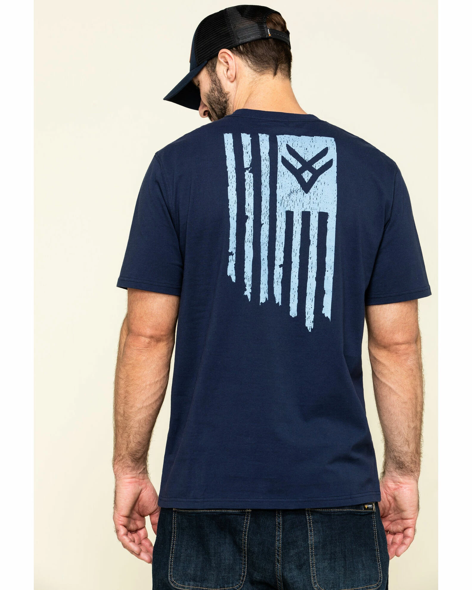 Hawx Men's Navy Vertical Flag Logo Graphic Work T-Shirt 4 Hawx Men's Navy Vertical Flag Logo Graphic Work T-Shirt - Image 2