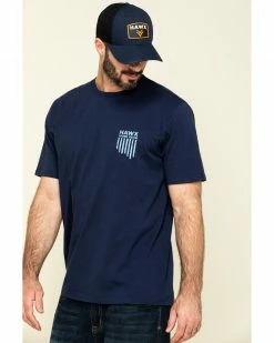 Hawx Men's Navy Vertical Flag Logo Graphic Work T-Shirt 10 Hawx Men's Navy Vertical Flag Logo Graphic Work T-Shirt -Hawx Shop 2000297063 410 P3