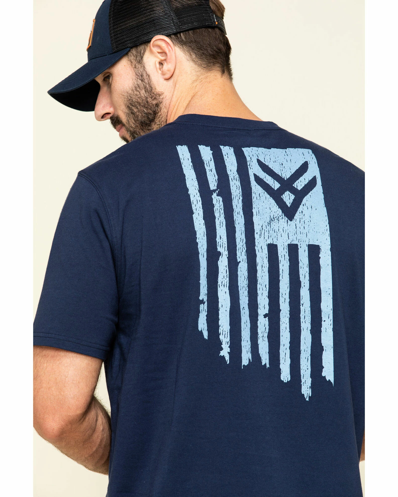 Hawx Men's Navy Vertical Flag Logo Graphic Work T-Shirt 7 Hawx Men's Navy Vertical Flag Logo Graphic Work T-Shirt - Image 5