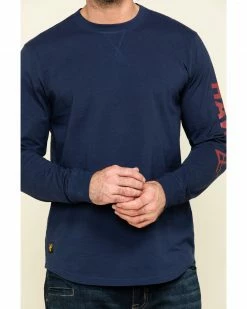 Hawx Men's Navy Sleeve Logo Long Sleeve Work T-Shirt  -Hawx Shop 2000297065 410 P4
