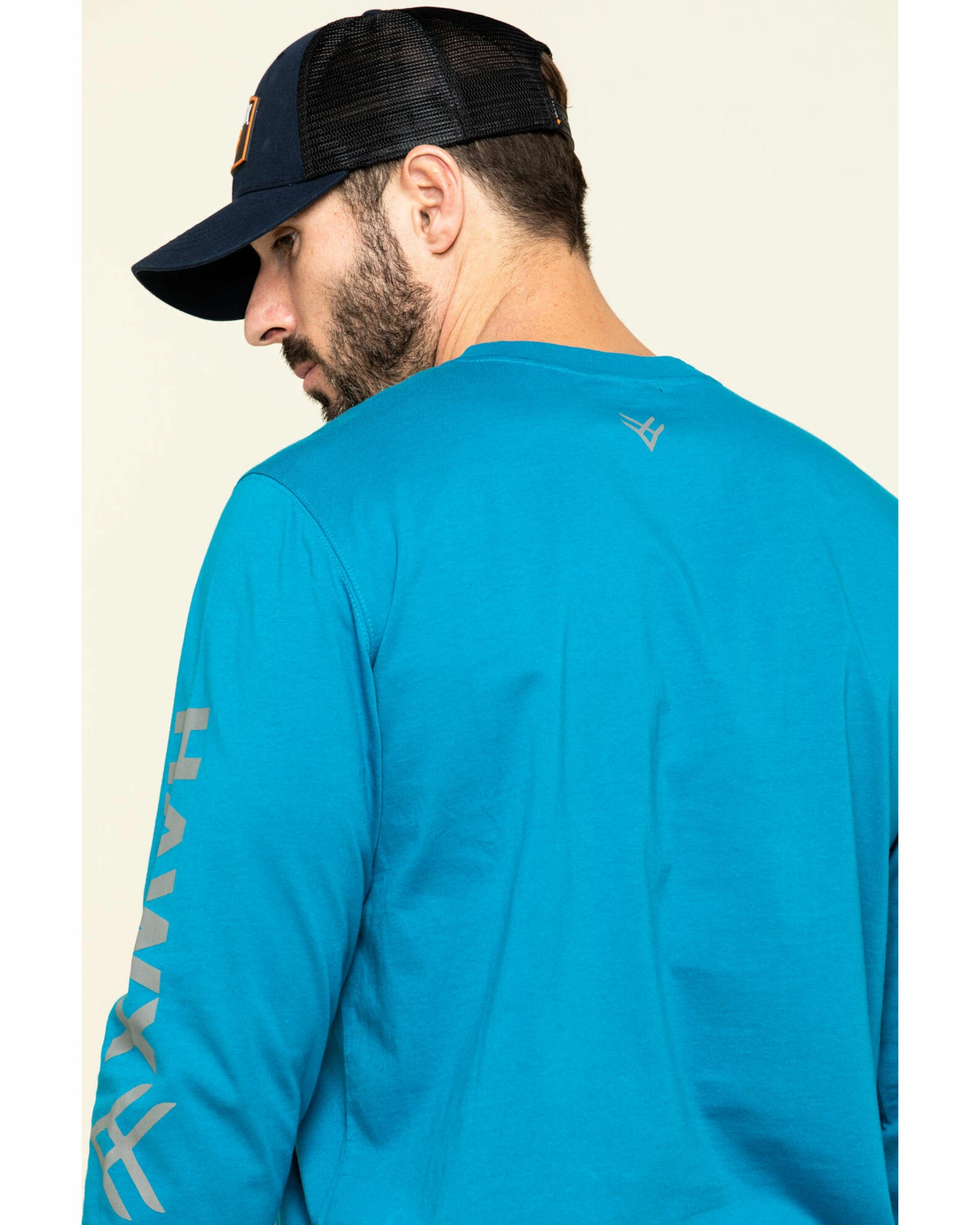 Hawx Men's Teal Sleeve Logo Long Sleeve Work T-Shirt 7 Hawx Men's Teal Sleeve Logo Long Sleeve Work T-Shirt - Image 5