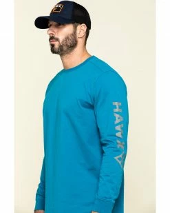 Hawx Men's Teal Sleeve Logo Long Sleeve Work T-Shirt - Tall 10 Hawx Men's Teal Sleeve Logo Long Sleeve Work T-Shirt - Tall -Hawx Shop 2000297068 442 P3