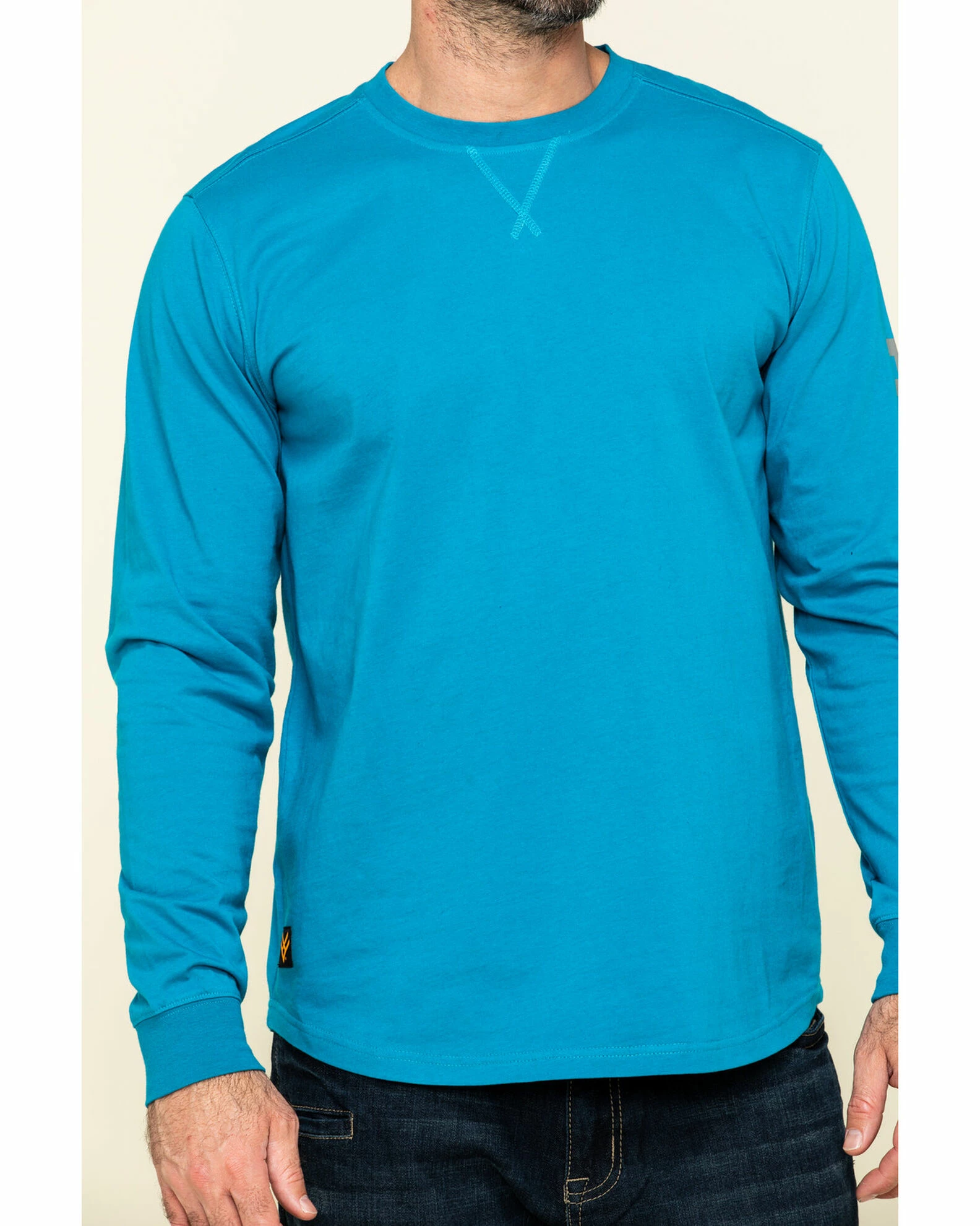 Hawx Men's Teal Sleeve Logo Long Sleeve Work T-Shirt - Tall 6 Hawx Men's Teal Sleeve Logo Long Sleeve Work T-Shirt - Tall - Image 4