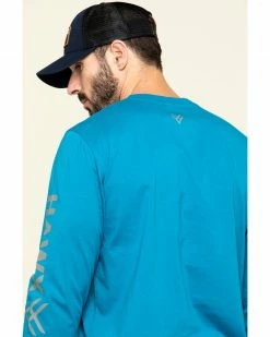 Hawx Men's Teal Sleeve Logo Long Sleeve Work T-Shirt - Tall 12 Hawx Men's Teal Sleeve Logo Long Sleeve Work T-Shirt - Tall -Hawx Shop 2000297068 442 P5