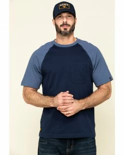 Hawx Men's Navy Midland Short Sleeve Baseball Work T-Shirt - Big 