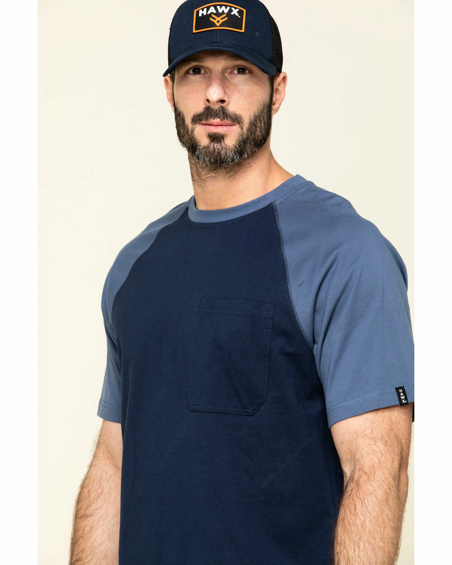 Hawx Men's Navy Midland Short Sleeve Baseball Work T-Shirt - Big 6 Hawx Men's Navy Midland Short Sleeve Baseball Work T-Shirt - Big - Image 4