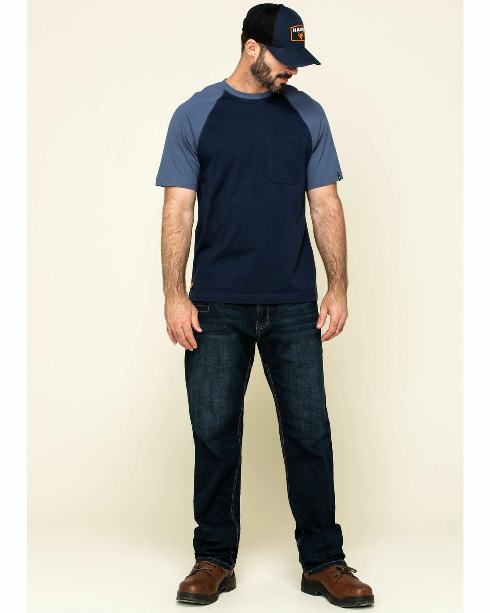 Hawx Men's Navy Midland Short Sleeve Baseball Work T-Shirt - Big 8 Hawx Men's Navy Midland Short Sleeve Baseball Work T-Shirt - Big - Image 6