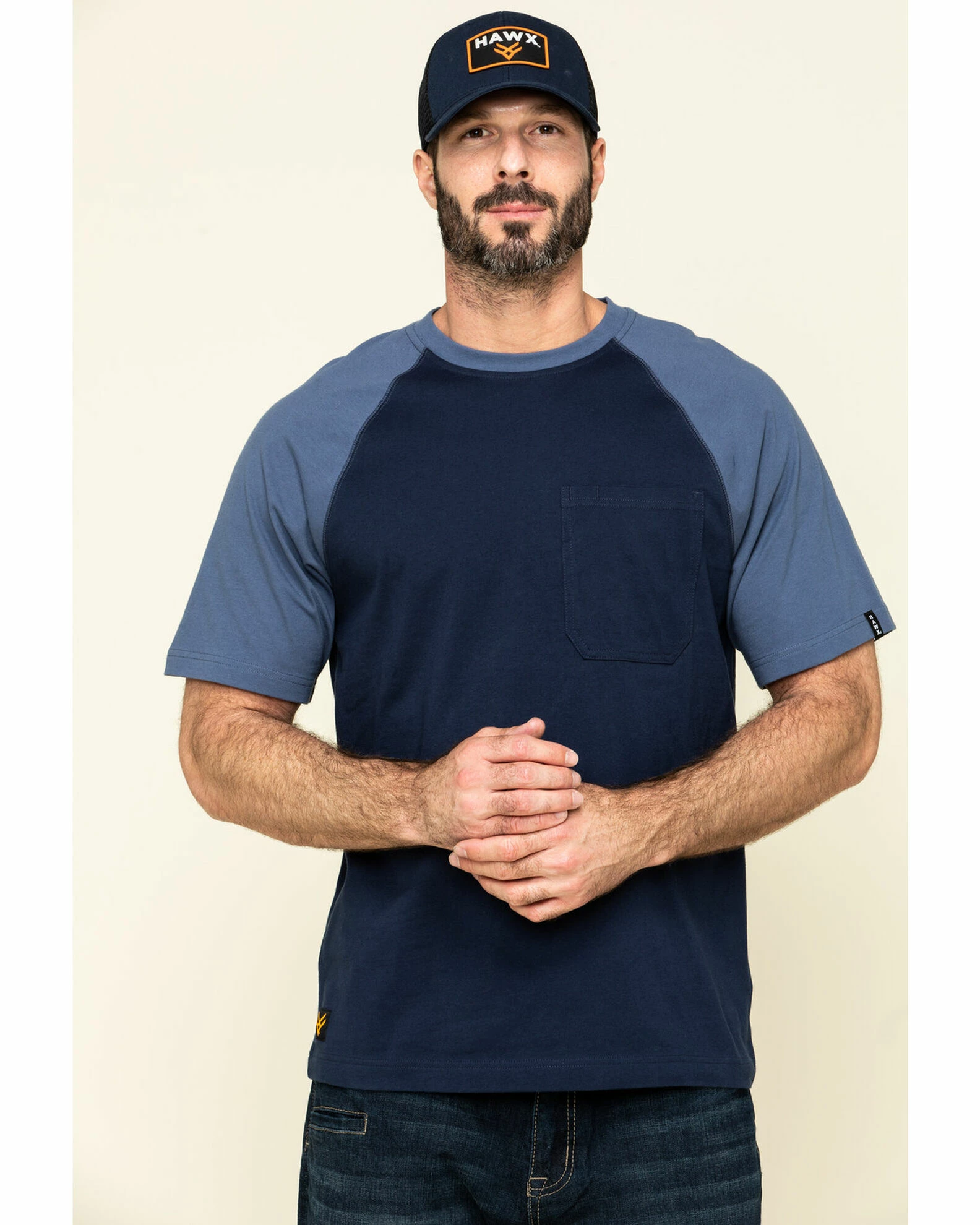 Hawx Men's Navy Midland Short Sleeve Baseball Work T-Shirt - Tall 3 Hawx Men's Navy Midland Short Sleeve Baseball Work T-Shirt - Tall