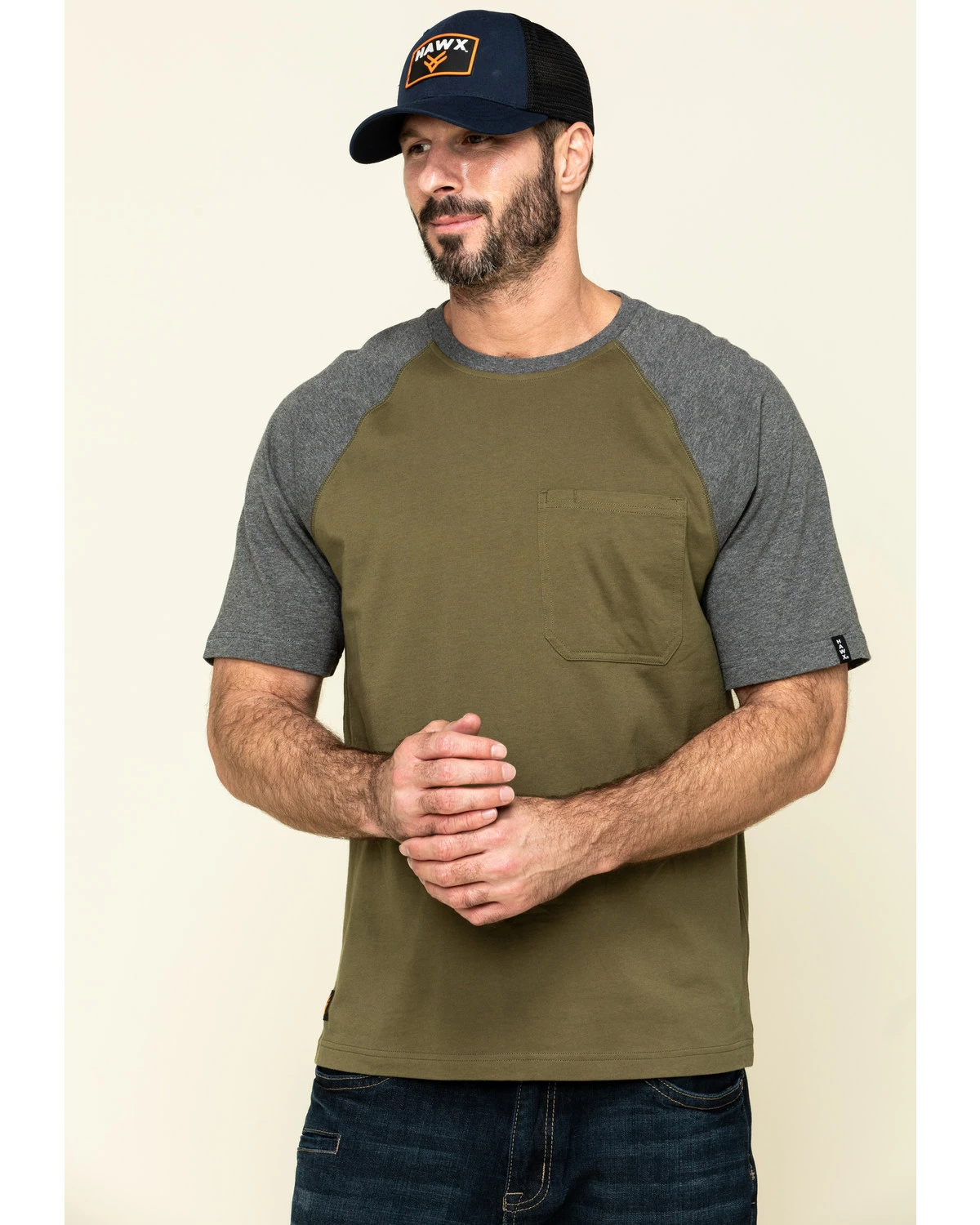 Hawx Men's Olive Midland Short Sleeve Baseball Work T-Shirt 9 Hawx Men's Olive Midland Short Sleeve Baseball Work T-Shirt - Image 7